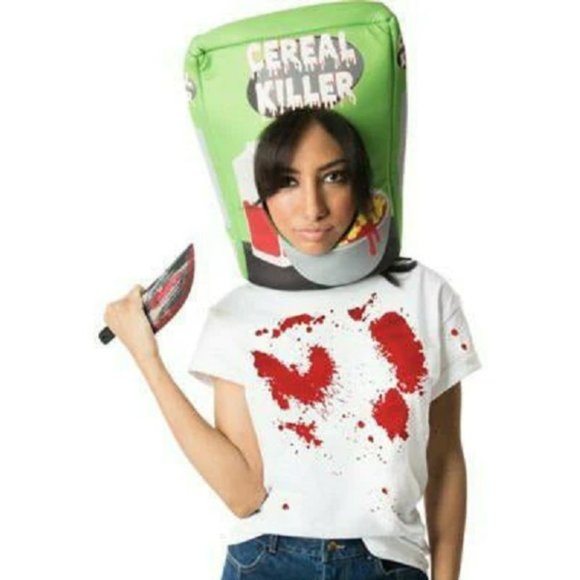 Cereal Killer Kit 2 Piece Costume Includes Cereal Box Mask & Prop Knife - Picture 1 of 2
